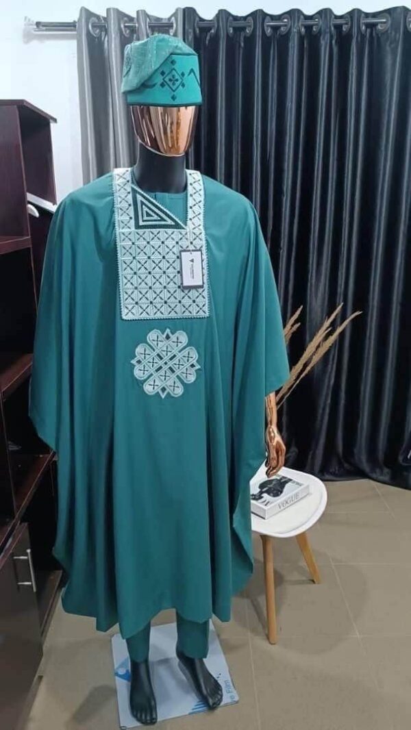 The green themed royal culture, African prince groom suit