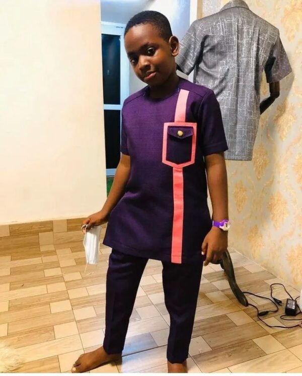 Boy's fitted senator's outfit, stylish dude's African attire