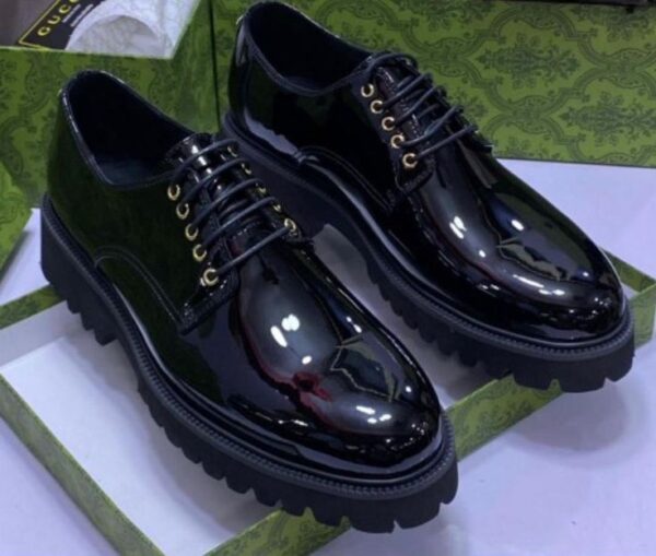Black Leather Derby Shoes for Men