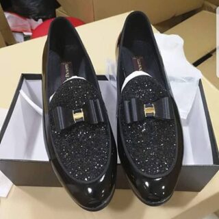 Men's Black Leather High-Top Shoes