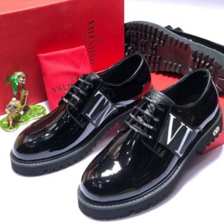 Black Leather Cap-Toe Dress Shoes